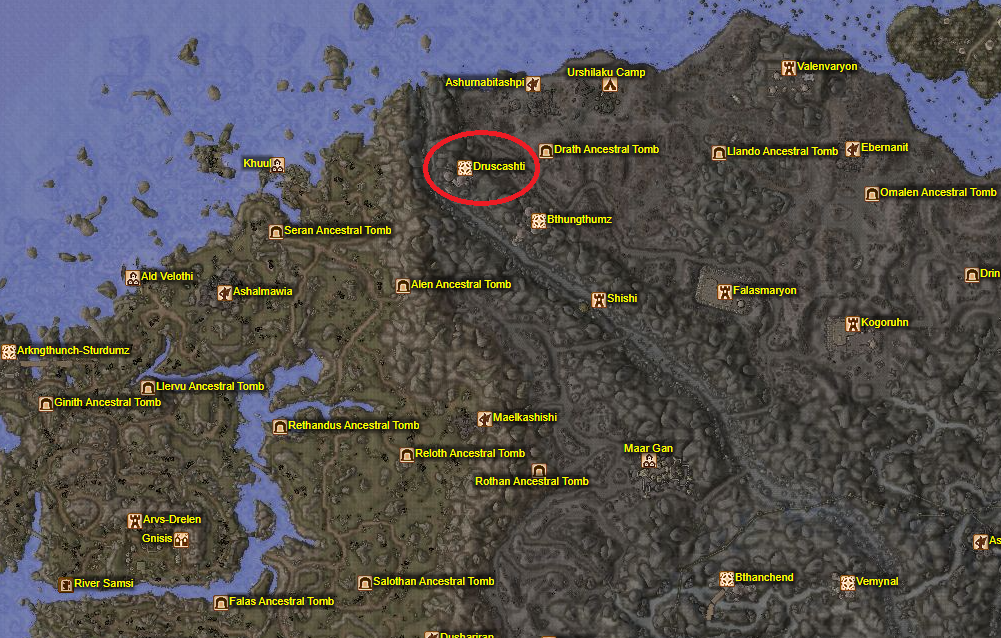 Druscashti Map Location